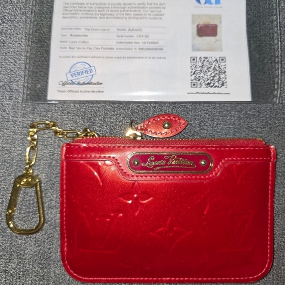 Louis Vuitton Women's Dark Red Monogram Vernis Pochette Cles Key Pouch.
